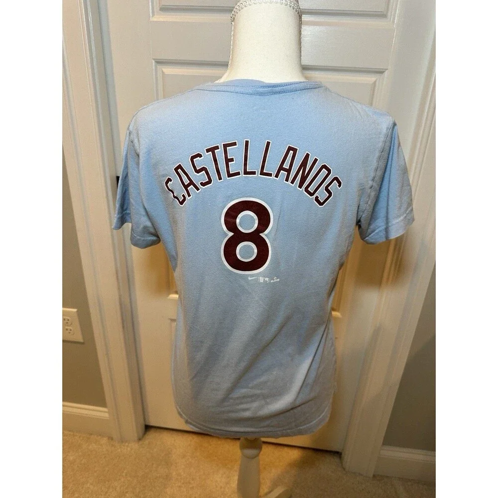 Nike Philadelphia Phillies Nick Castellanos #8 Powder Blue Shirt Youth Large